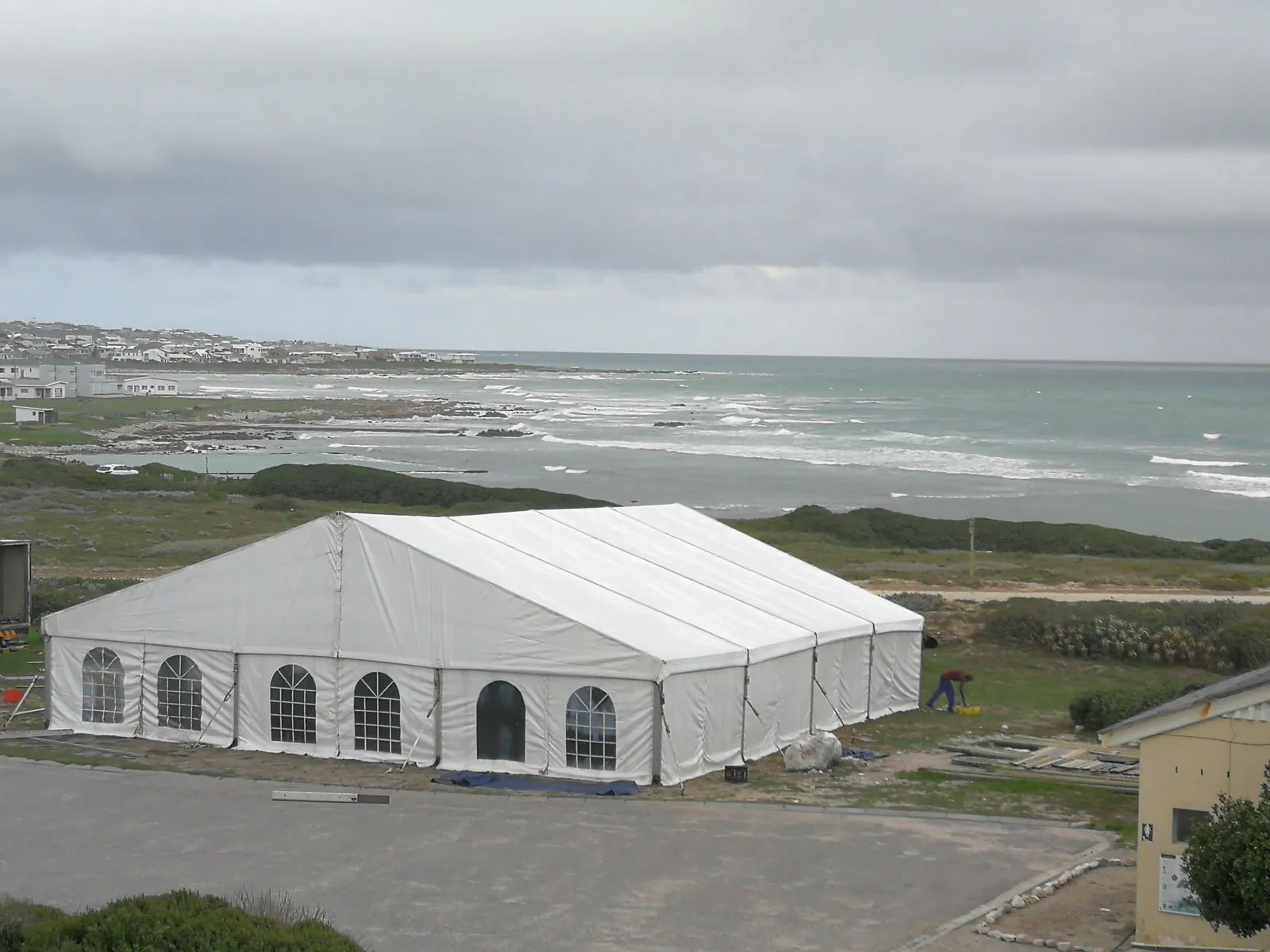 White marquee tent by the ocean — coastal event venue South Africa